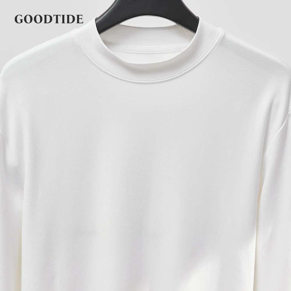 100% Cotton T-Shirts Men Autumn Male Tshirts Crew Neck Top Tees Base Shirt Plus Size Tshirts Pullovers Man Undershirts Clothes