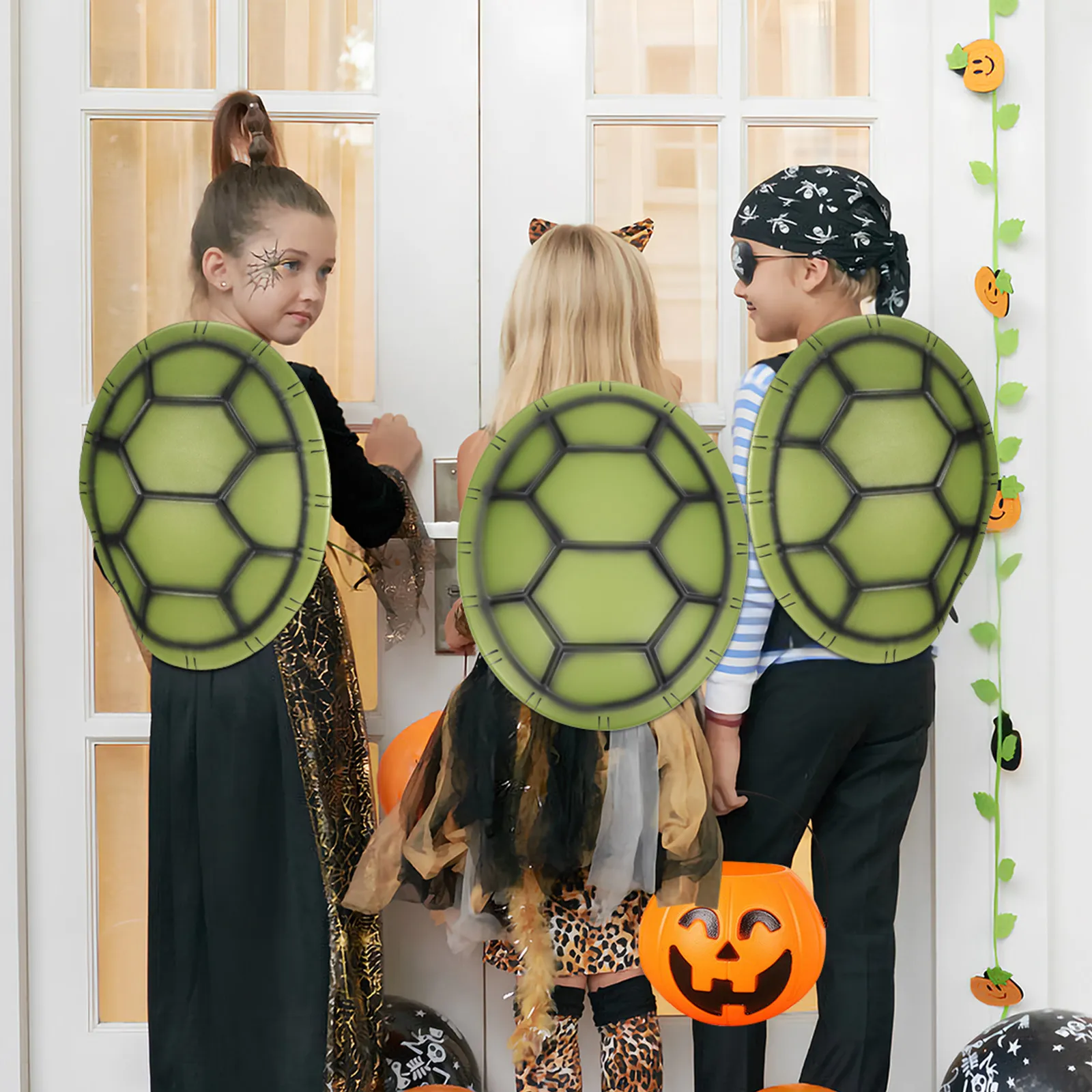 

2 pcs Turtle Shell Prop Simulation Design Wearable For Halloween Party Cosplay Costume Kids Adults Festival Gift Accessory