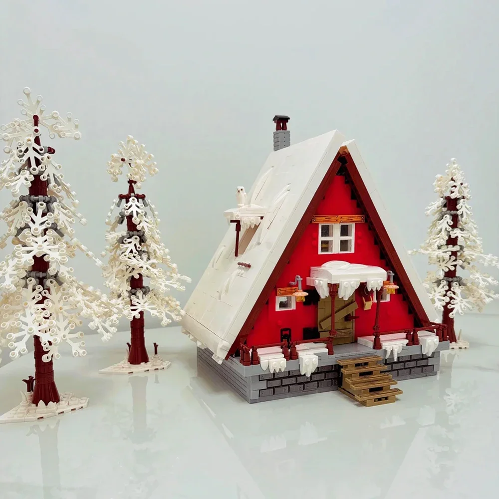 Street View City Santa Cabina Building Blocks Casa in legno Modello Mattoni Neve Inverno Foresta Vista Giocattoli modulari per ragazzo Regalo di Natale MOC