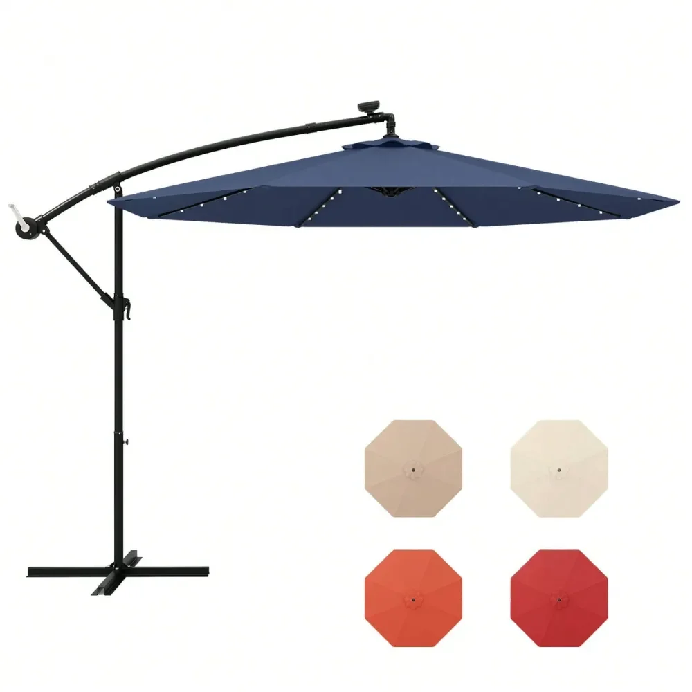 

Ft Solar LED 40 Lights Offset Umbrella Crank Cross Base Patio