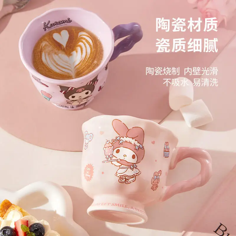 

Cute Mug with Lid Household Cartoon Kuromi My Melody Ceramic Cup Cup Good-Looking Coffee Cup Milk Cup Fashion Festival Gift