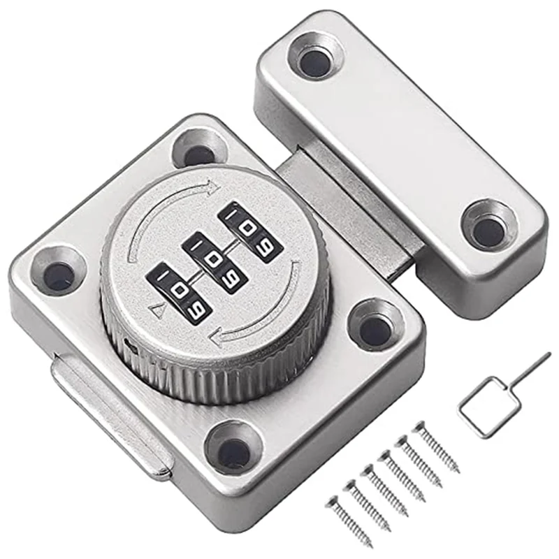 

Mechanical Keyless Cabinet Lock, Swivel Drawer Lock Combination Lock, Combination Latch File Cabinet Lock (Silver)