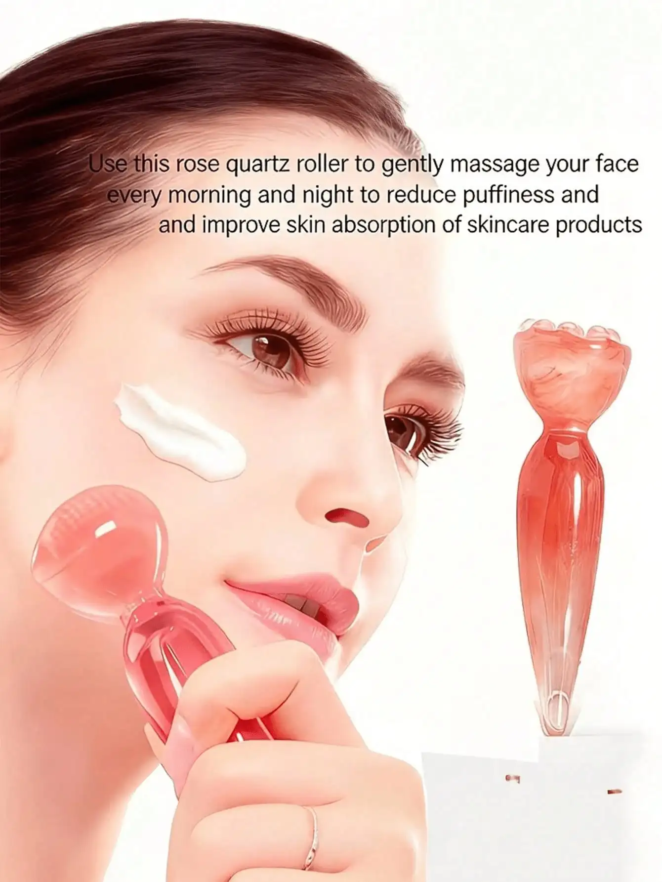 1pc Pink Manual Facial Massage Tool, Suitable For Face, Neck And Body, Daily Skincare Relaxation Beauty Roller