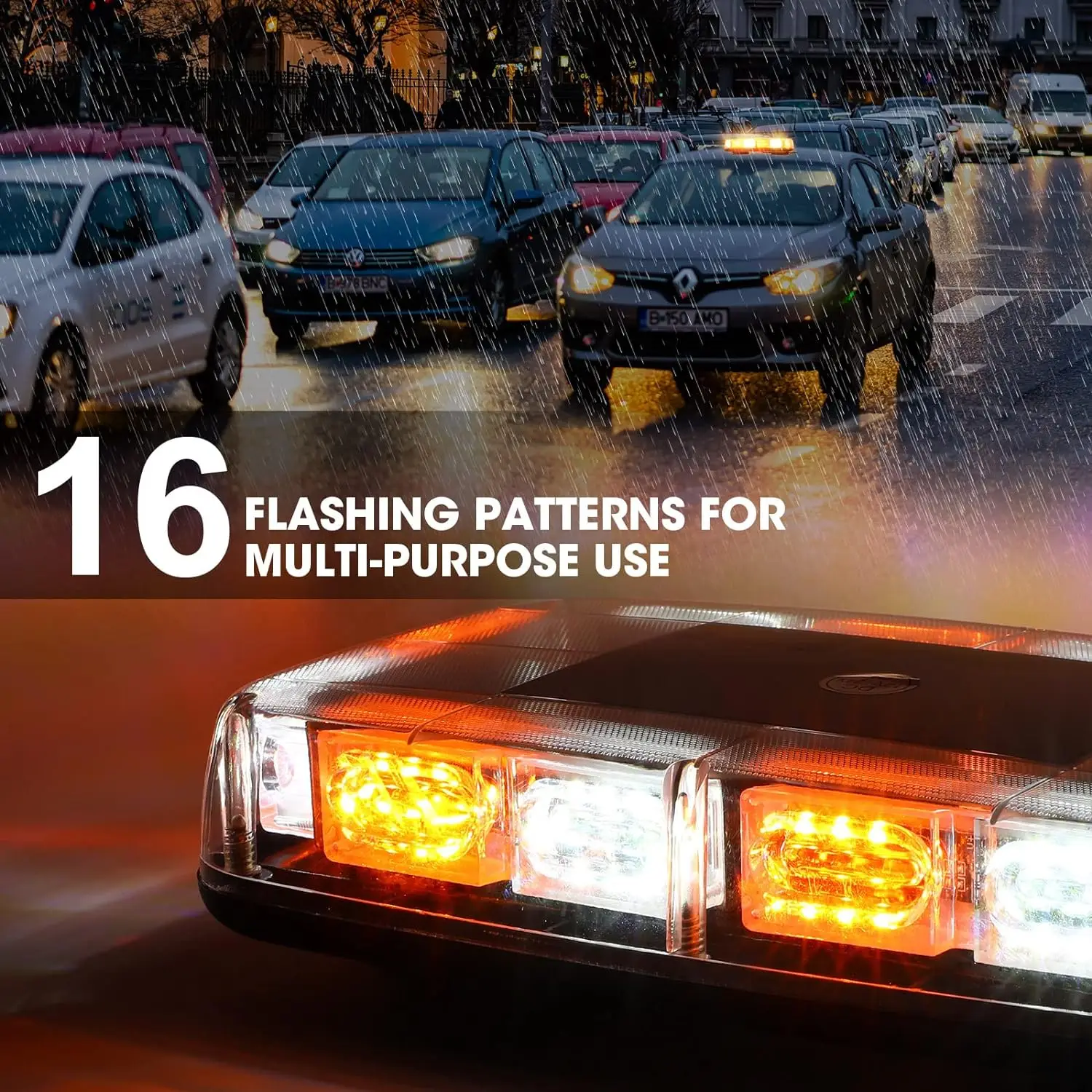 72 LED Magnetic Rotating Flash Beacon Strobe Warning Light Roof Top Emergency Signal Lamps Car Flashing Lights Amber White