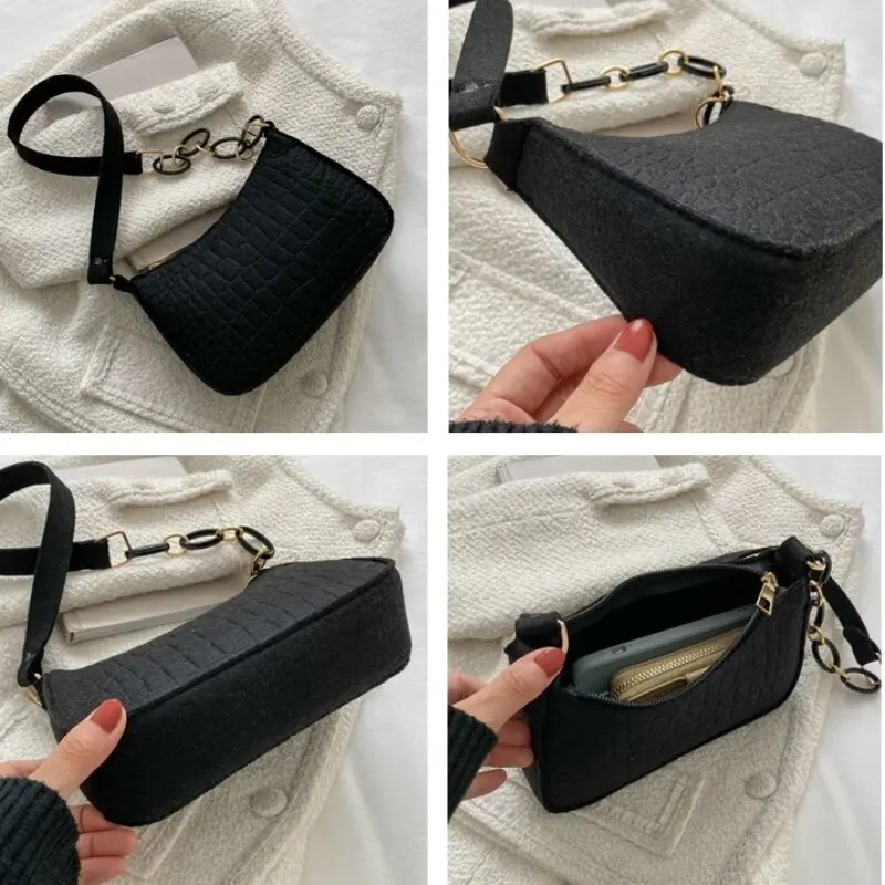 Lady Felt Armpit Design Luxury Tote Released Fashion Ladies Handbag Under Crescent Small Square Bag