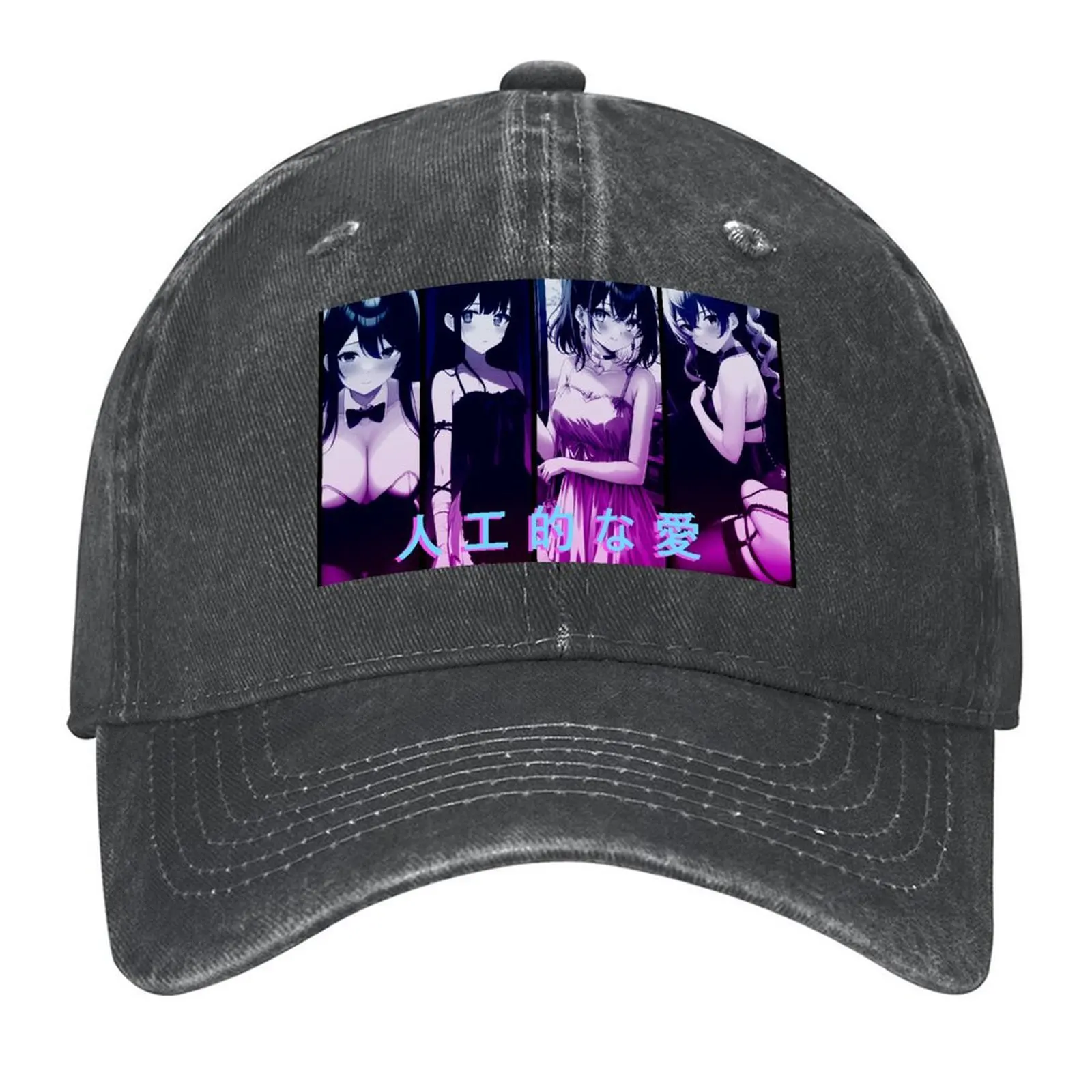 

Vaporwave Anime Streetwear Baseball Cap Hip Hop Hat Man For The Sun men's big size hat Unique hats Trucker Hats For Men Women's