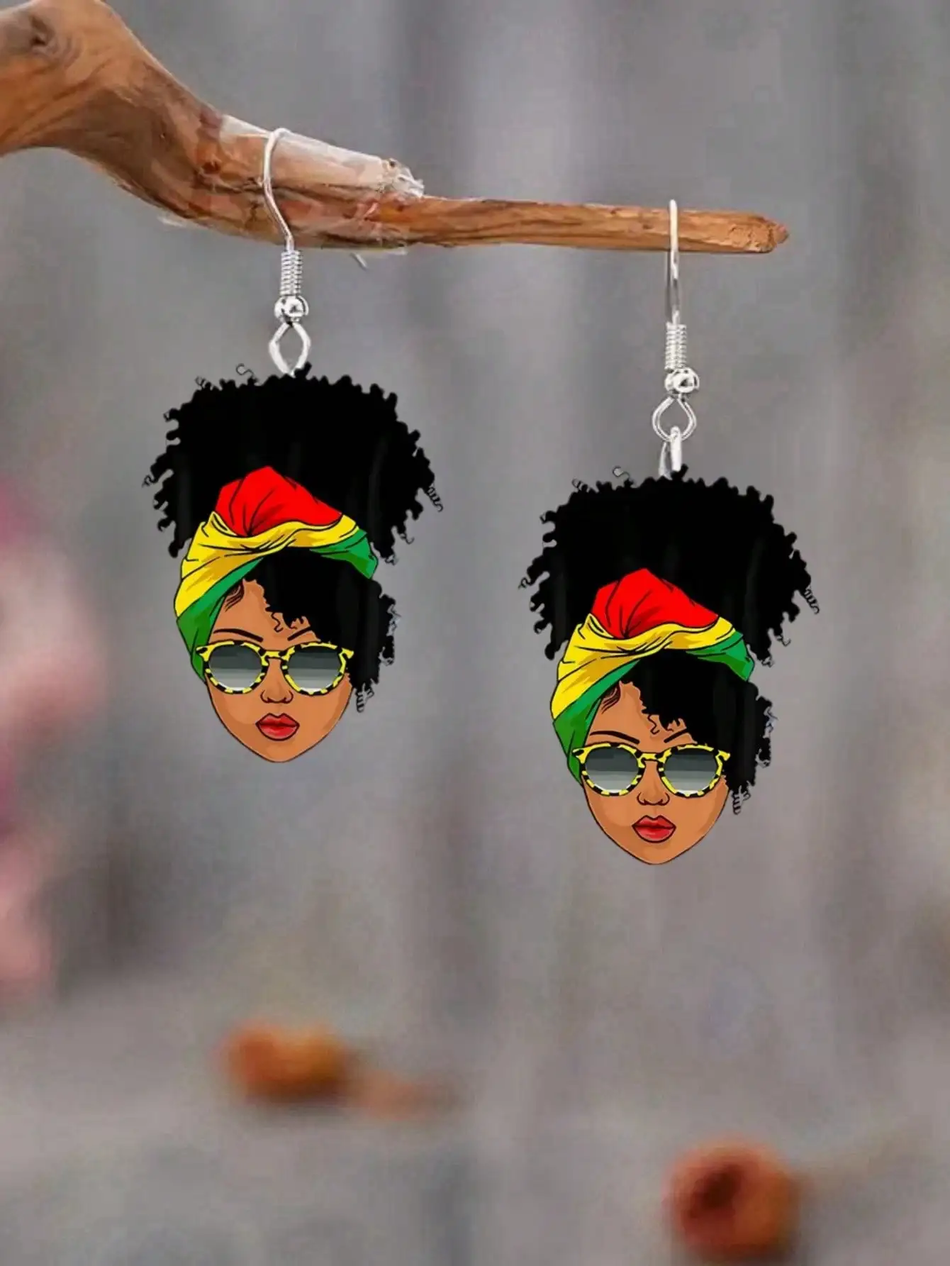 1 Pair Elegant & Sexy Women's Pendant Earrings, Acrylic Printed Design, Stainless Steel Ear Hooks, Lightweight & Fashionable, Suitable For Daily Wear And Party Celebrations, Holiday Gifts, Halloween, Christmas Gifts