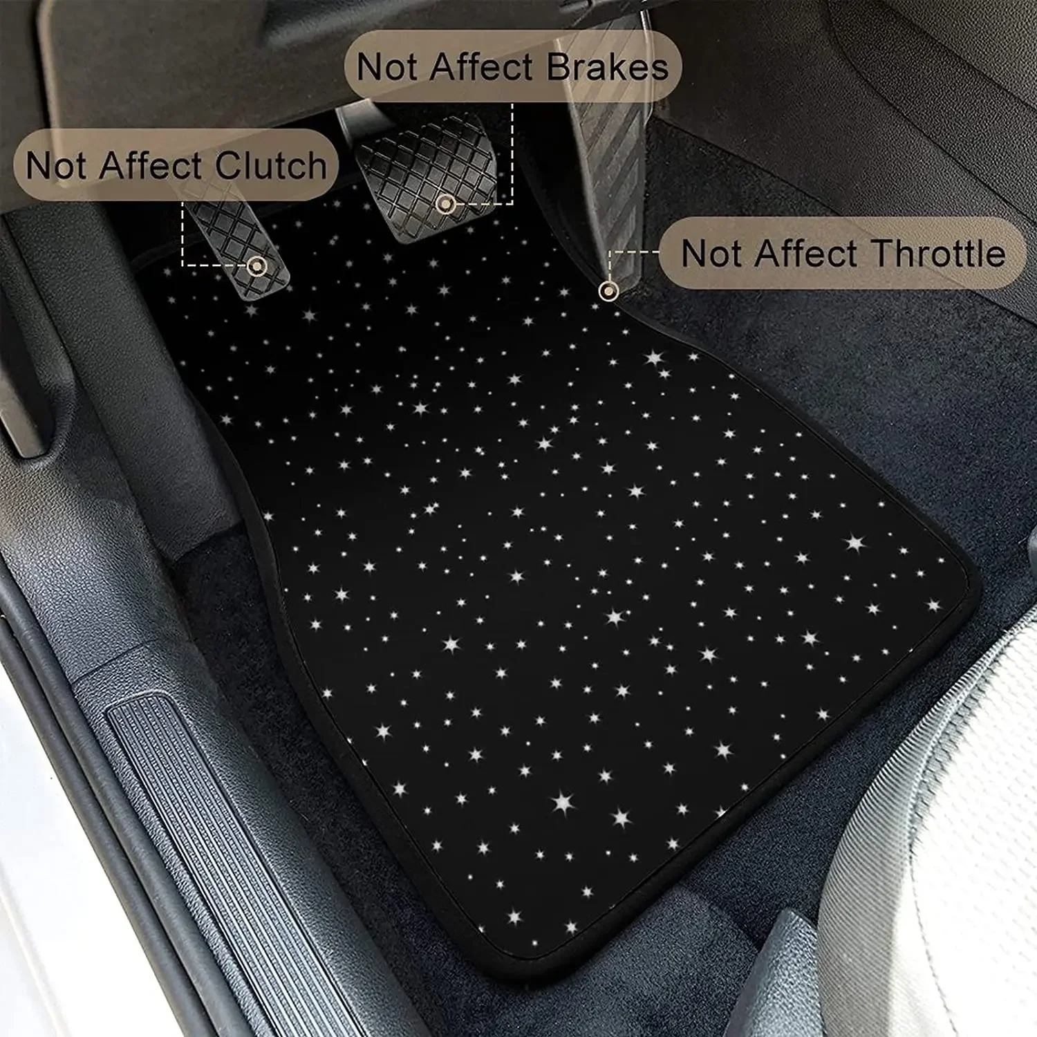 Car Floor Mat 4 Piece Sets Starry Night Universal All Weather Waterproof Driver Heel Pad Protector-Full Set Front & Rear Carpet