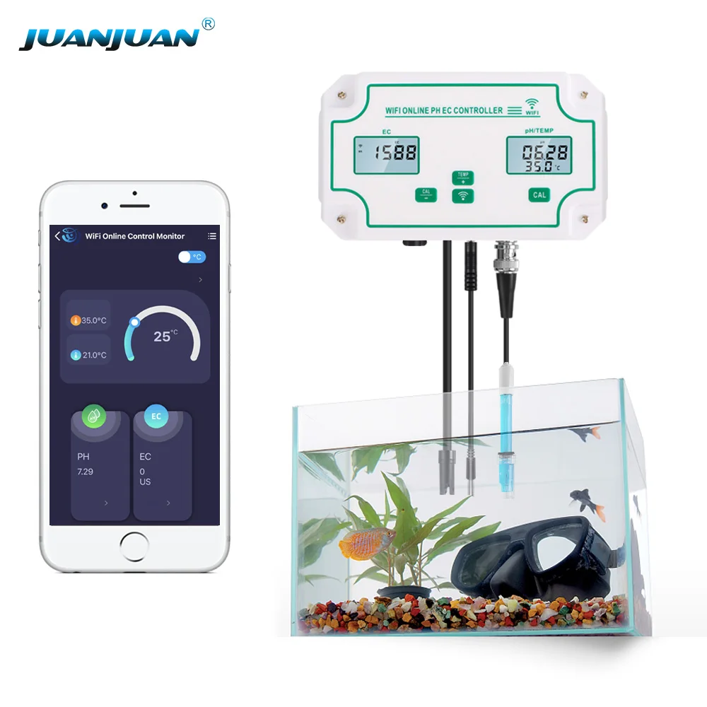 

3 in 1 Digital PH&EC Wifi Controller Multi-Parameter Water Quality Tester for Hydroponics,Swimming Pool,Aquario Tuya APP Online