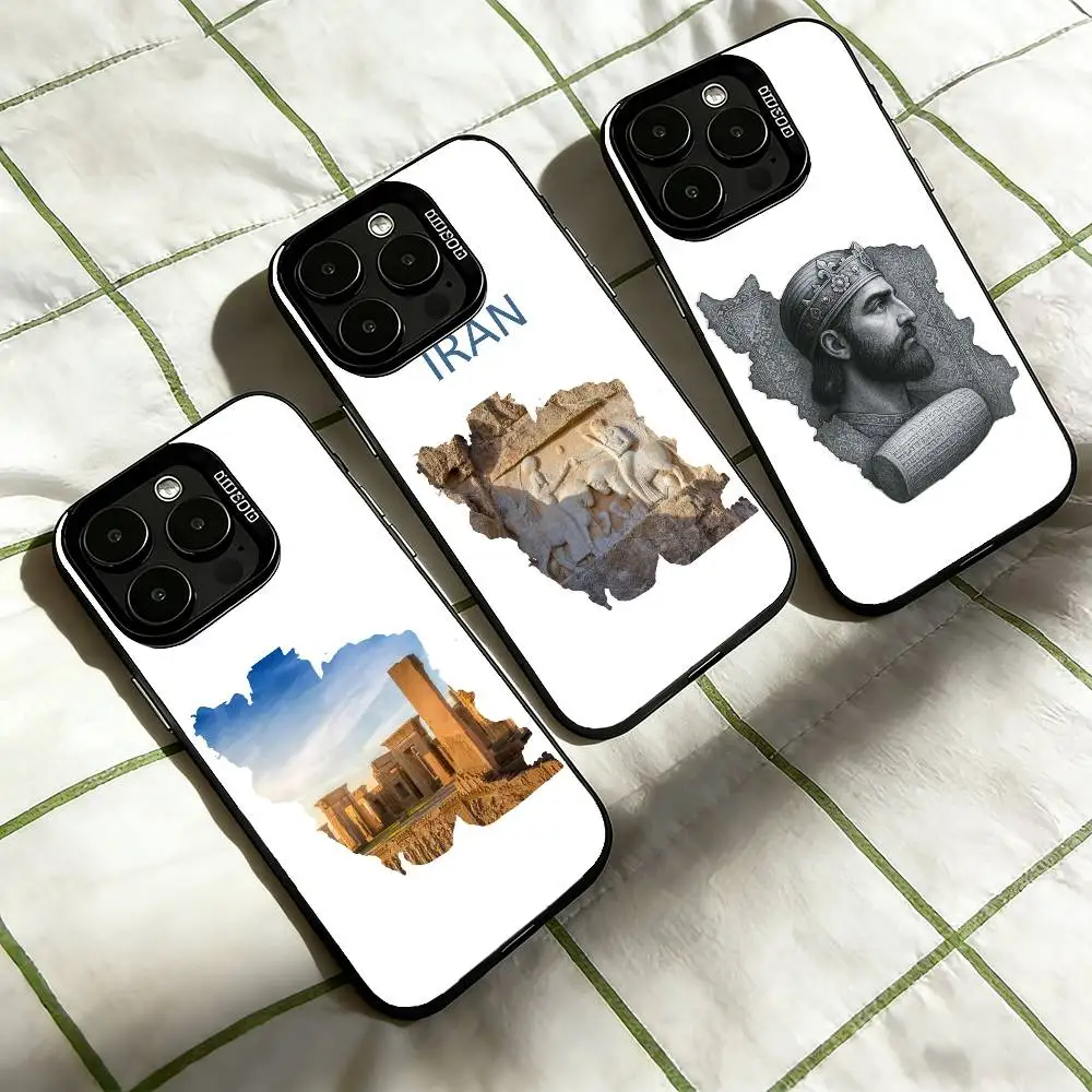 

Map of I-Iran Phone Case For iPhone 17,16,15,14,13,12,11 Plus,Pro Max,XS,Colorful Silver Black Cover