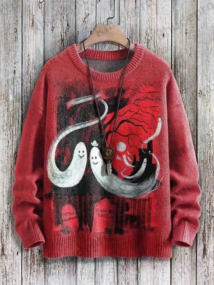 Halloween Skull Trend Print Sweater Men's For Women's Pullover Ropa De Hombre Turtleneck sweater Roupas Masculinas