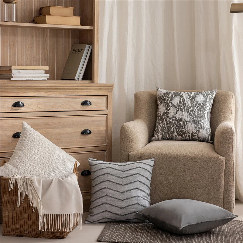 45X45CM Nordic Minimalism Throw Pillow Cover Line Flower Stamping Waist Cushion Cover Decor Home Decorative Pillowcase