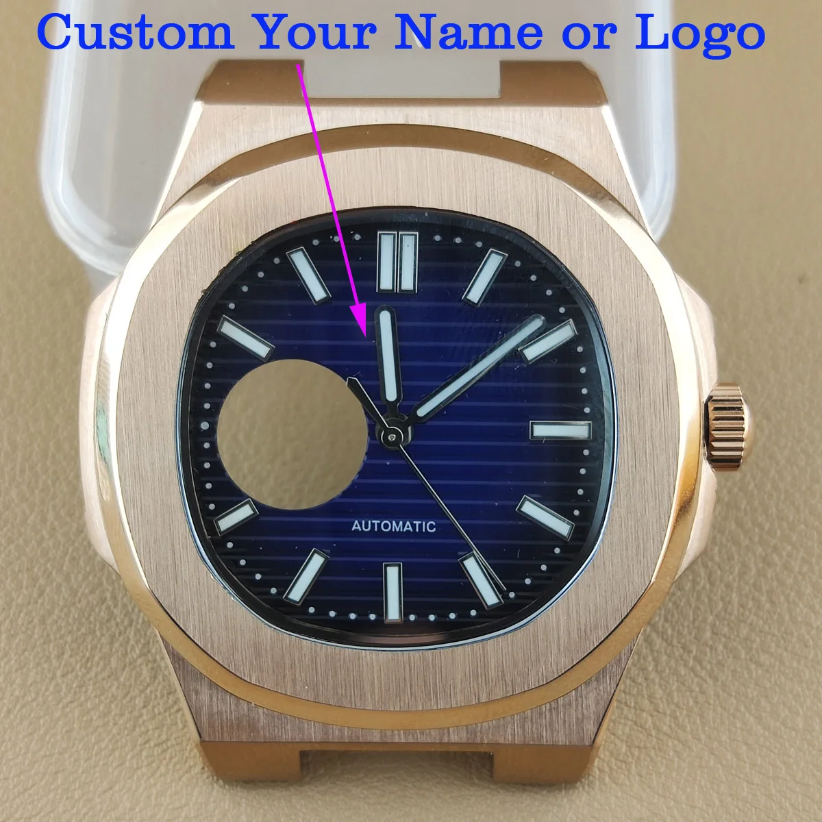 

rose gold NH35 case 41mm nh35 Watch case nh38 dial Hands custom logo watch NH36 case nh38 Movement Watch accessories parts 02