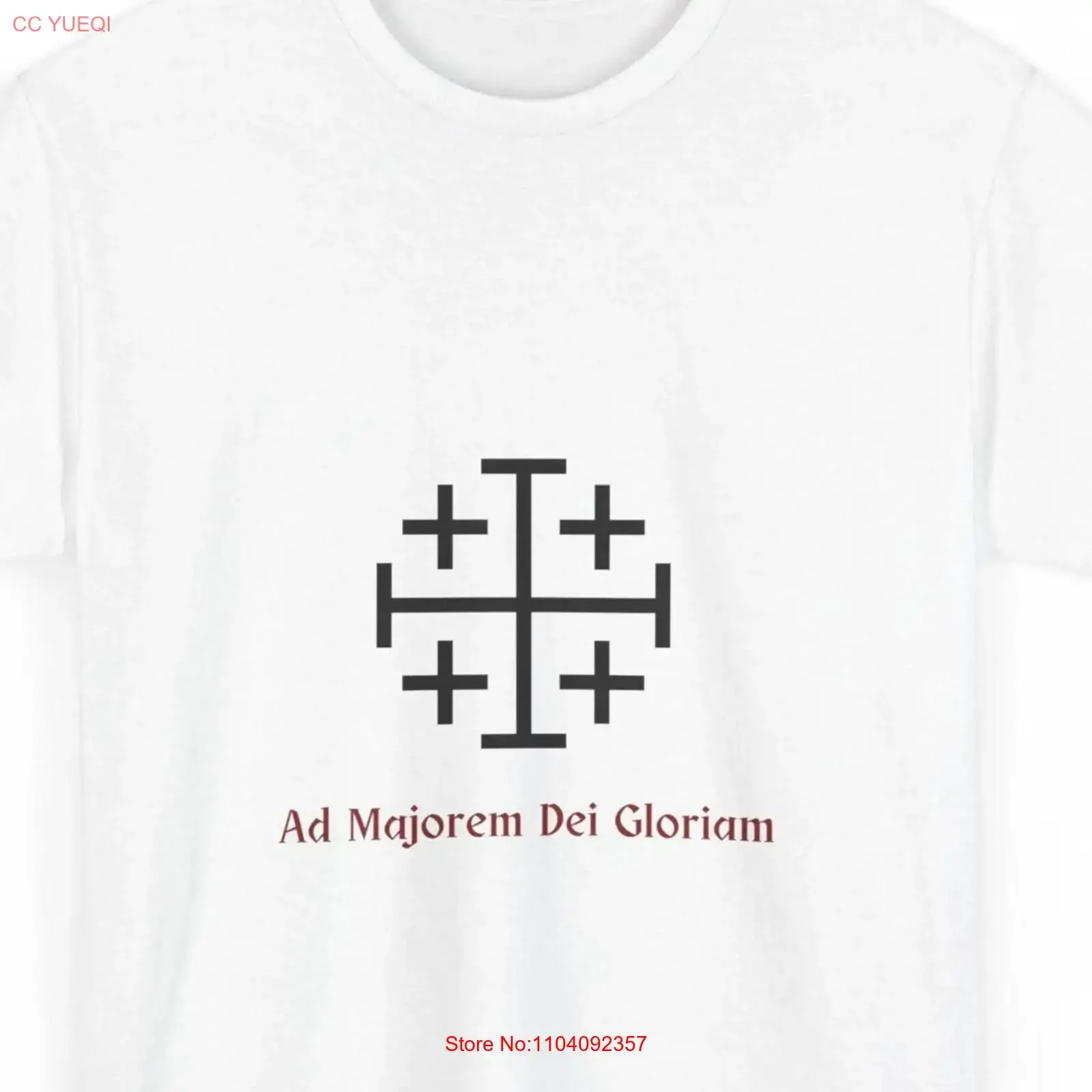 Camiseta con cruz de Jerusalén, Ad Majorem Dei Gloriam, algodón religioso, símbolo de la Tierra Santa, Top, ropa cristiana, vintage, lavado suave