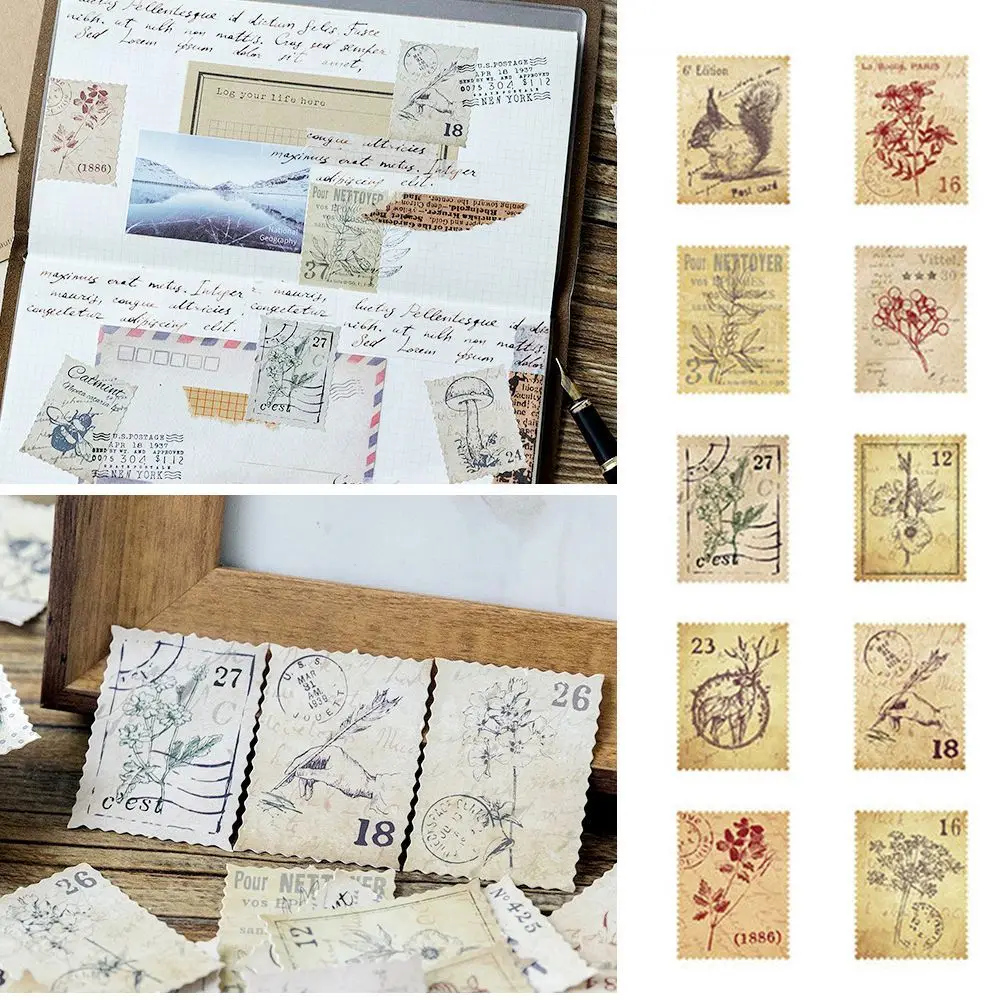 Vintage 46PCS/box Paper Stickers Diary DIY Crafts Stationery Decorative Sticker Sealing Stickers Label Tag