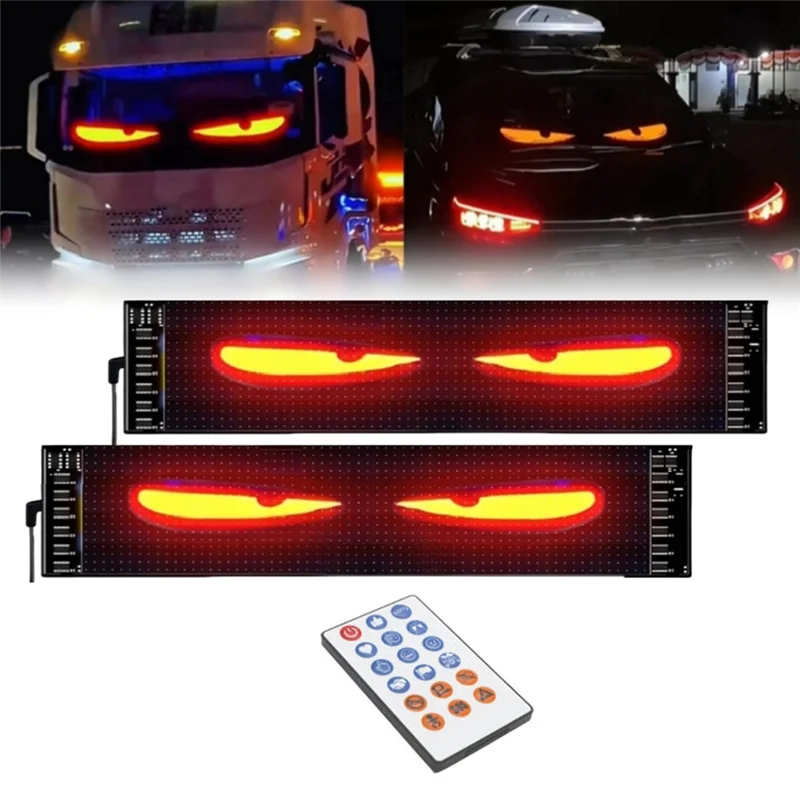 

A11F-2PCS LED Eyes Windshield Truck Car Display Screen Panel LED Luminous Sign LED Glowing Eyes For Windshield Glass