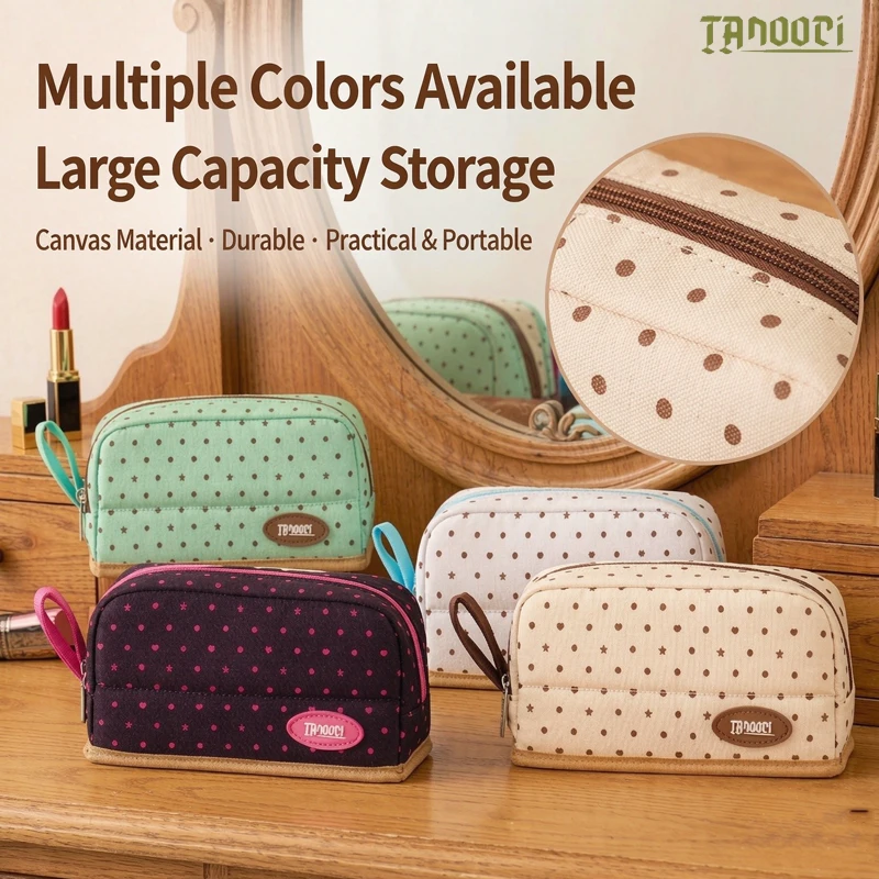 TANOOCI Cute Aesthetic Magnetic Pencil Case,Star&Heart Polka Dot Limited Edition Design,Large Capacity Stationery&Makeup Bag