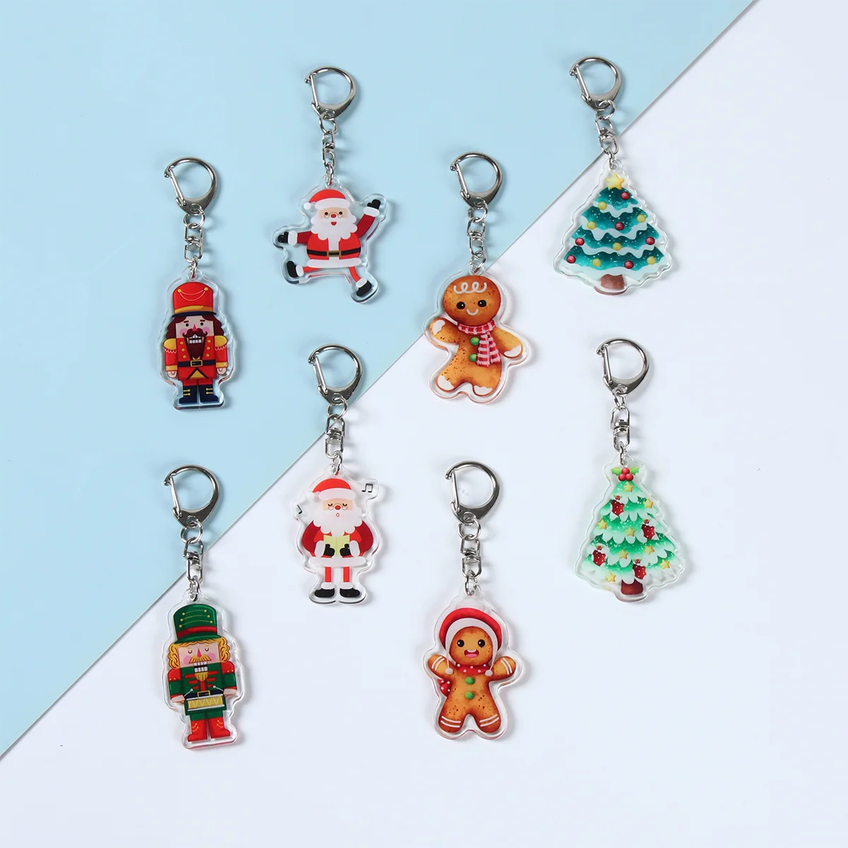 Acrylic Cute Christmas Gingerbread Man Keychains Fashion Key Chain  Handbag Pendants Ring Jewelry For Women Teen Charms Gifts