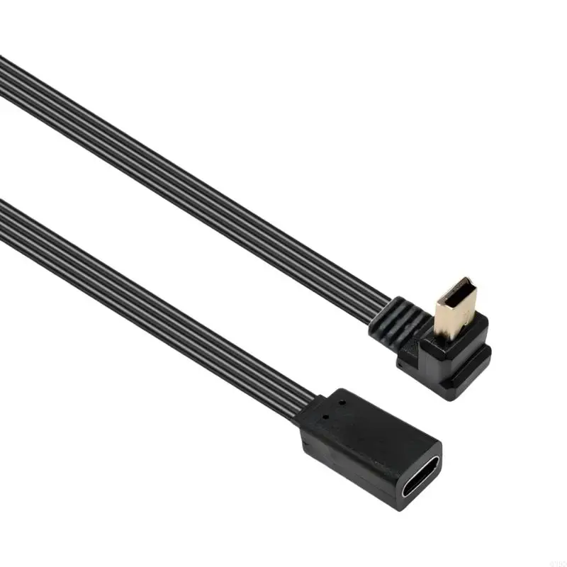 كابل موصل شحن البيانات بزاوية يمنى 90 درجة USB من النوع C أنثى إلى USB صغير ذكر للهواتف والأجهزة اللوحية والكاميرات