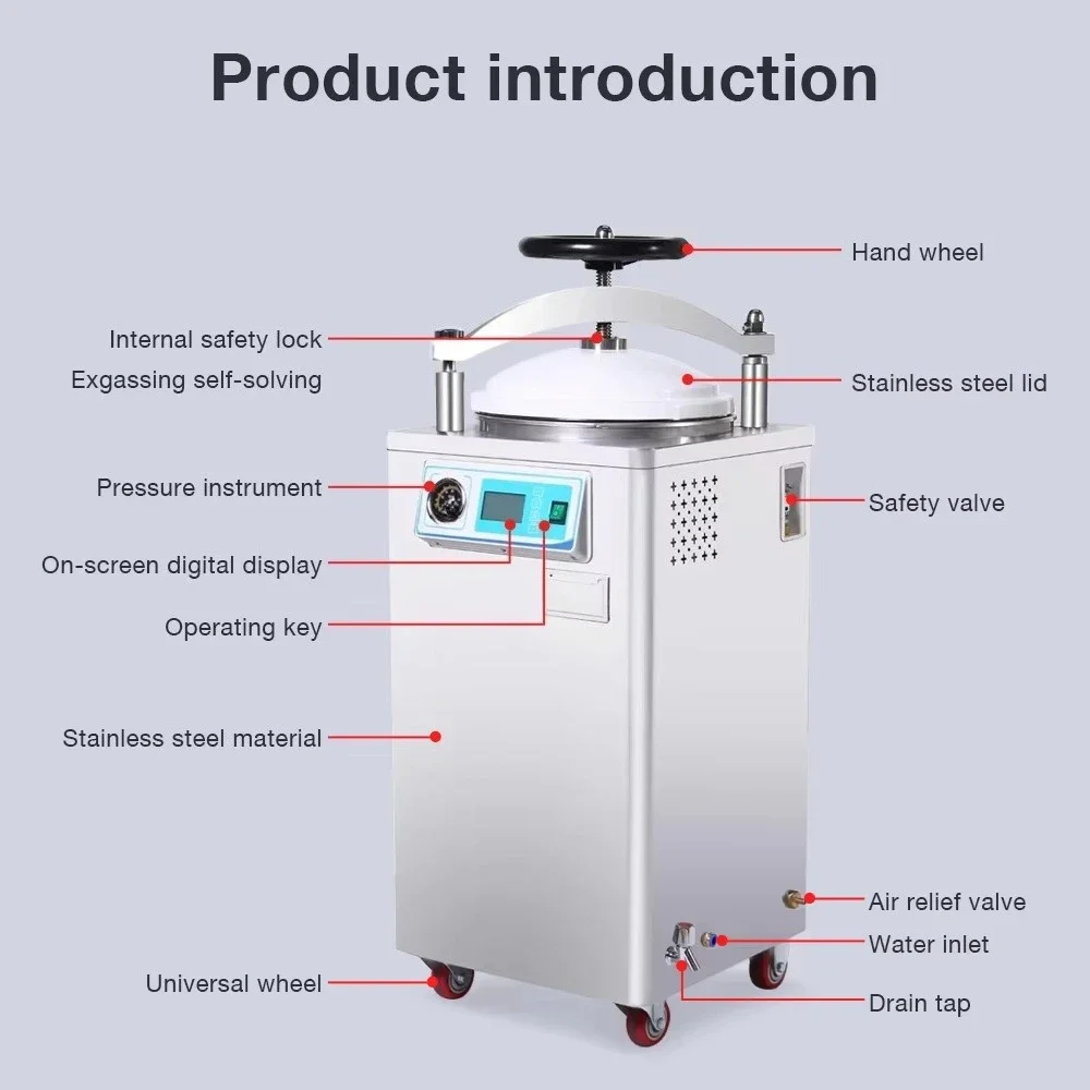 Factory Price 50L Pressure Autoclave Steam Sterilizer  Heating Disinfection Autoclave