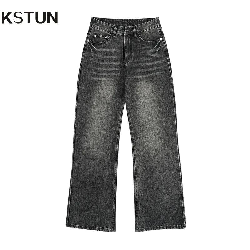 

KSTUN 2025 Мужские расклешенные джинсы Джинсы с вырезом ботинок Джинсовые брюки Свободные прямые винтажные черные серые джинсы Мужские удобные мужские джинсовые брюки
