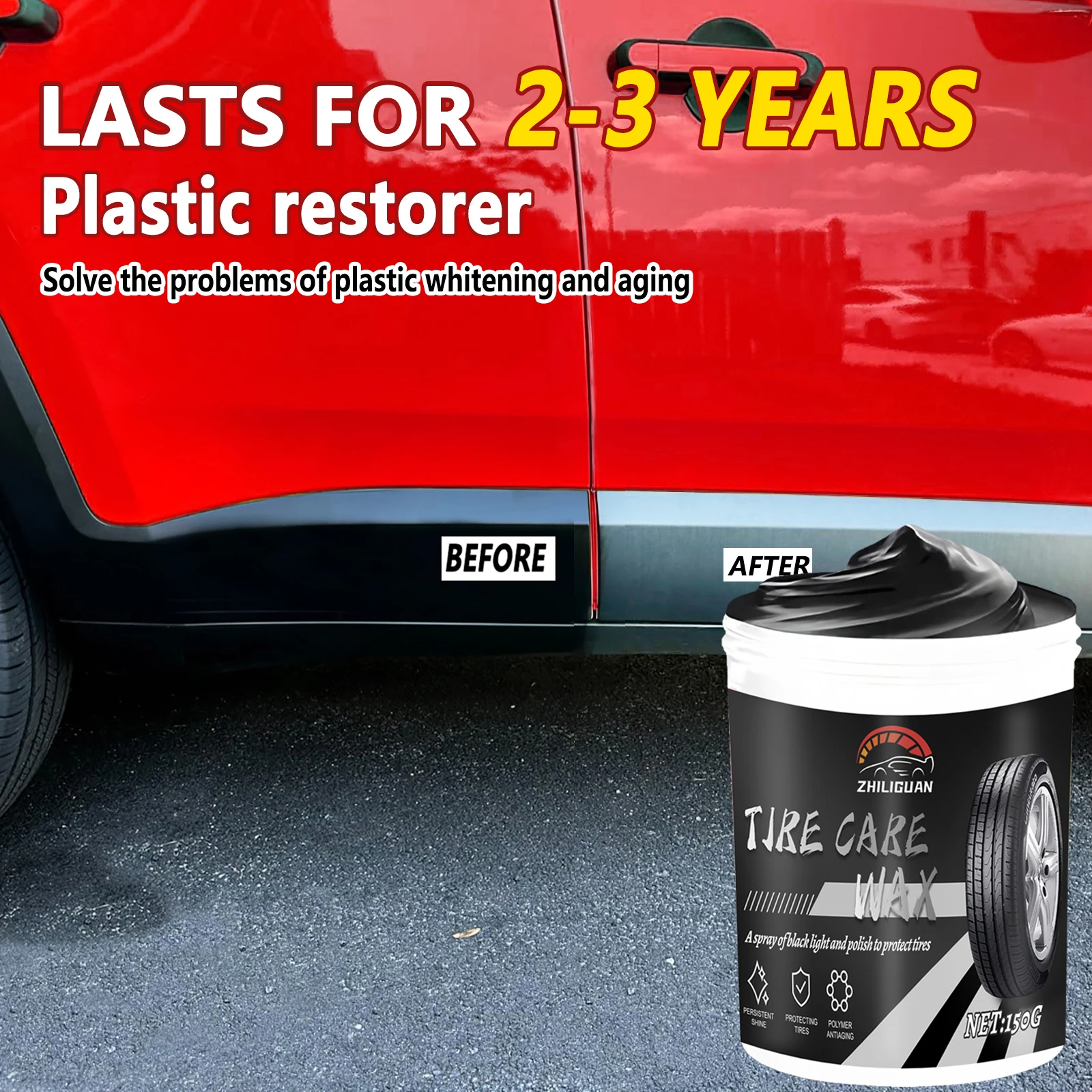 Tire Shine Wax - Durable Protection & Gloss Enhancer for Plastic Parts, Long-Lasting Maintenance Coating, Anti-aging, Tire Prote