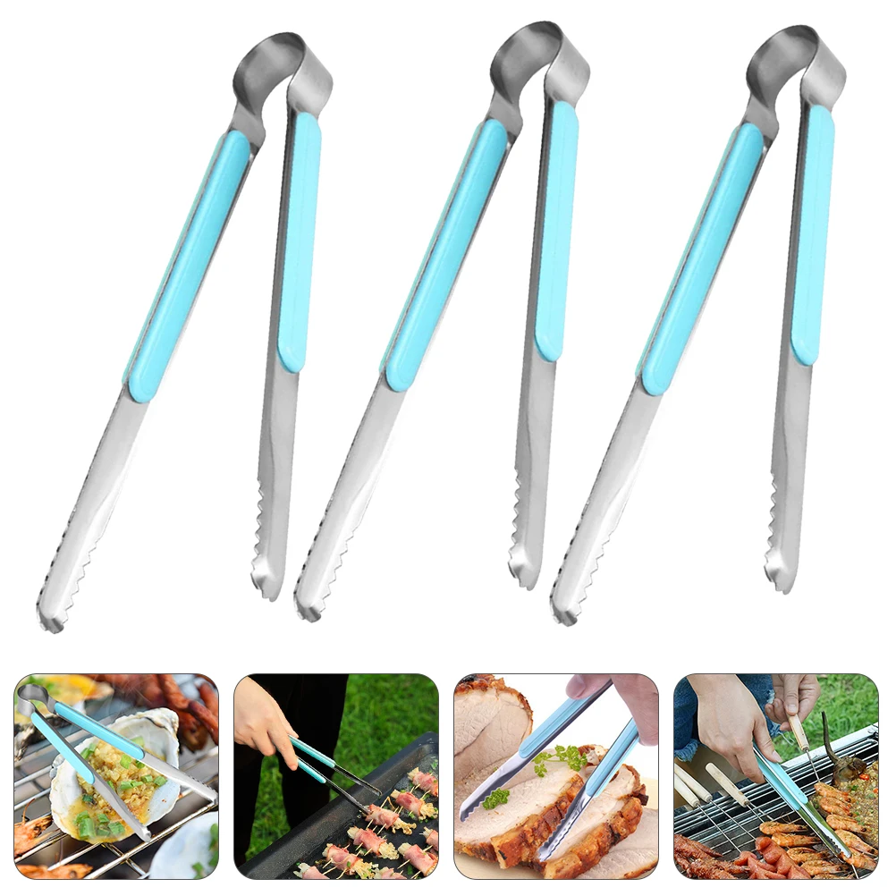 

3 Pcs Stainless Steel BBQ Tongs Food Clamp Kitchen Tool Anti skid Design Serving Accessories Barbecue utensil