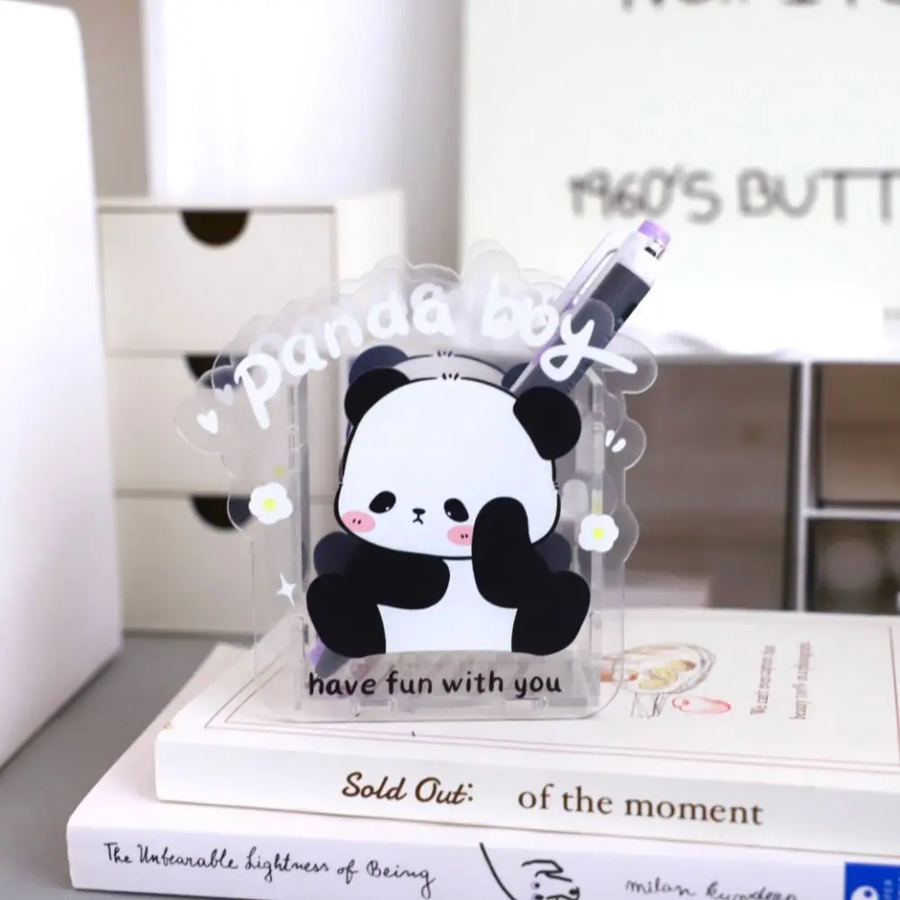 Cartoon Panda Pen Holder Creative Chinese Style Stationery Storage Box Exquisite Cute Decoration Makeup Brush Storage Bucket
