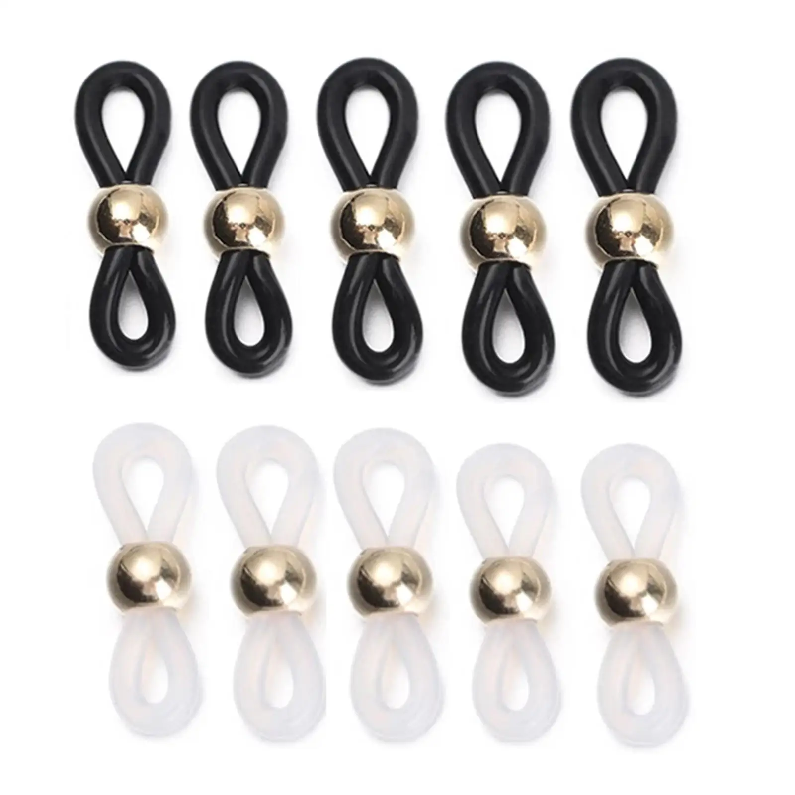 Adjustable Silicone Eyeglass Chain Ends Retainer Holder Black Clear Jewelry Connector for Glasses Lanyard Making