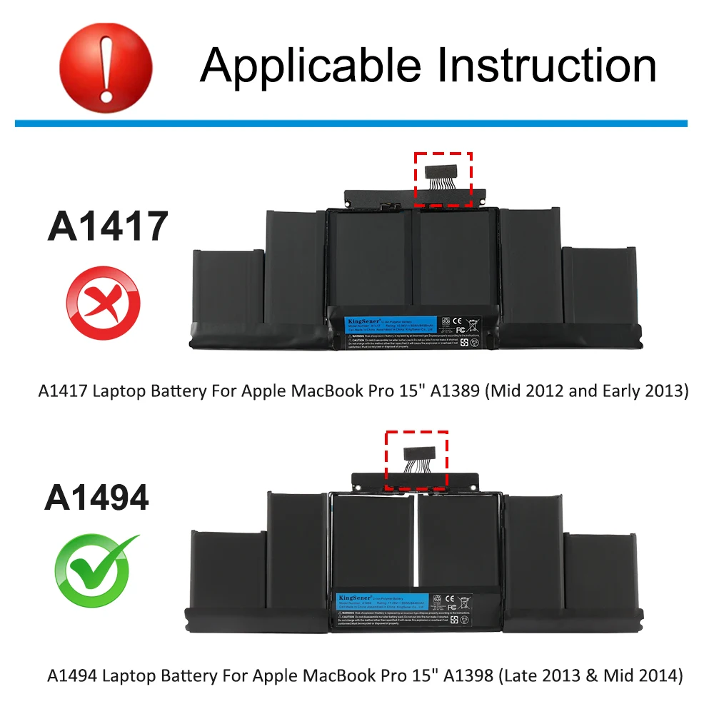 KingSener A1494 A1417 Laptop Battery for Apple MacBook Pro 15\
