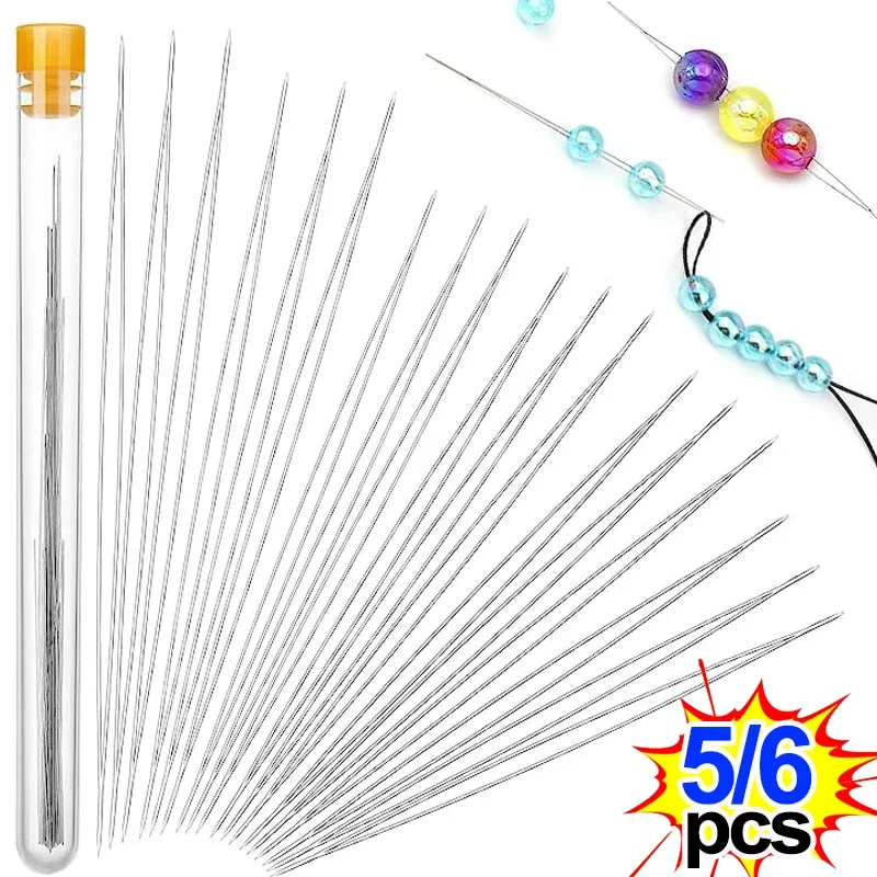 5/6Pcs Open Beaded Needle Traction Pins Lazy Portable DIY Jewelry Tool Making Tools Handmade Beaded Threading Pin Equipments