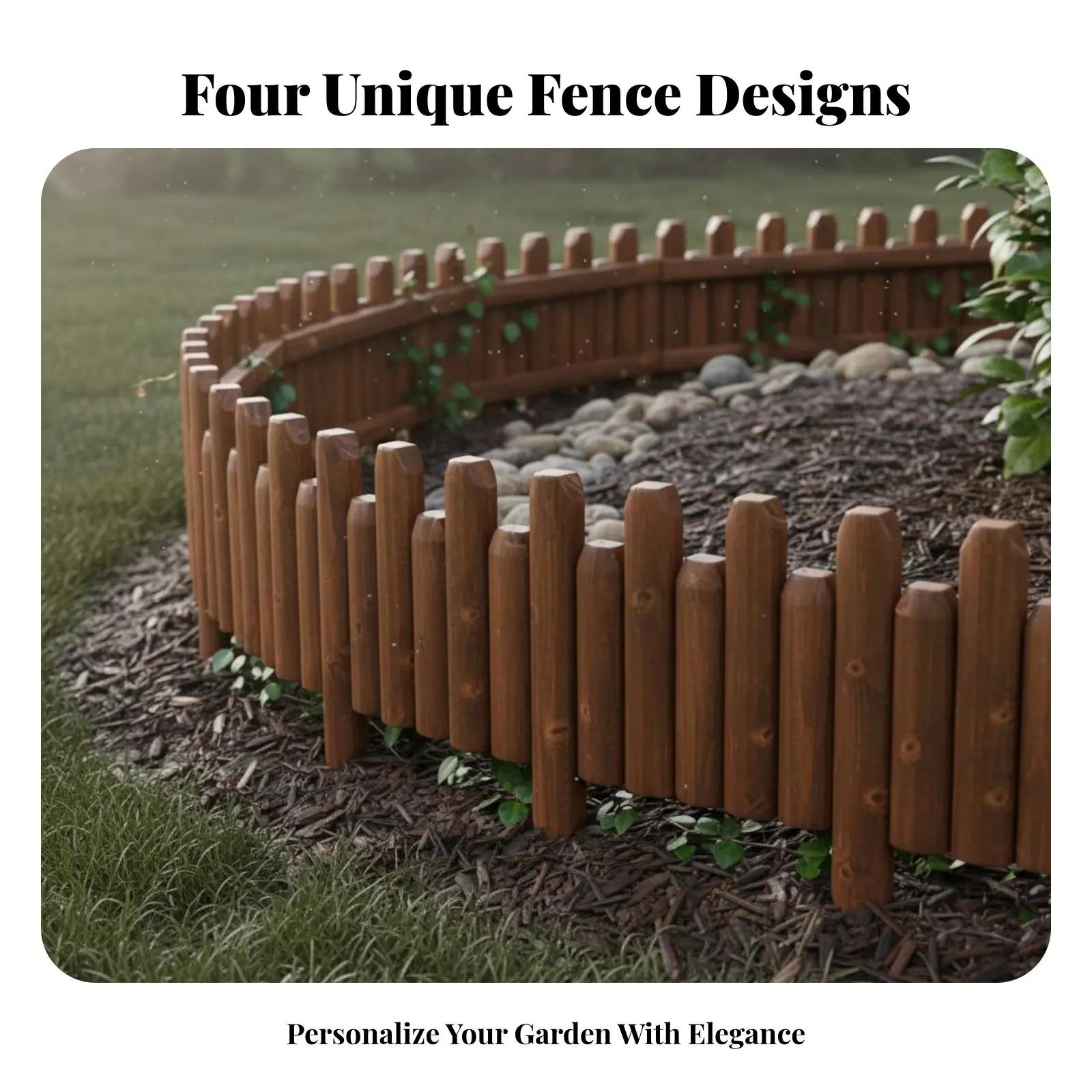 

Fir Wood Flower Bed Fence Soil Retaining Flexible Garden Border Fence Decorative Log Border Easy Installation for Gardeners