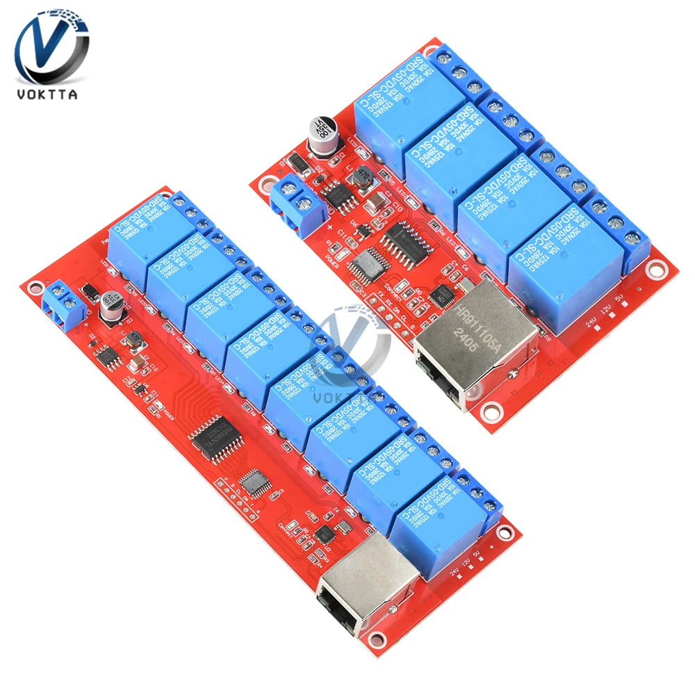 

DC 5V/12V/24V 4/8 Channel Relay Module TCPIP Network Relay Module Switch LAN Control Intelligent Device Remote Control Board