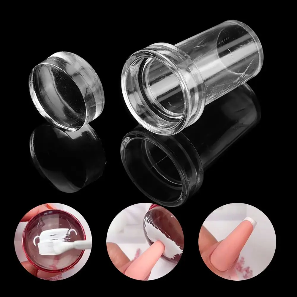 

2Pcs Transparent Nail Stamper Jelly Silicone Nail Stamp Scraper Set For French Nail Tips Design DIY Stamping Mold Manicure Tools