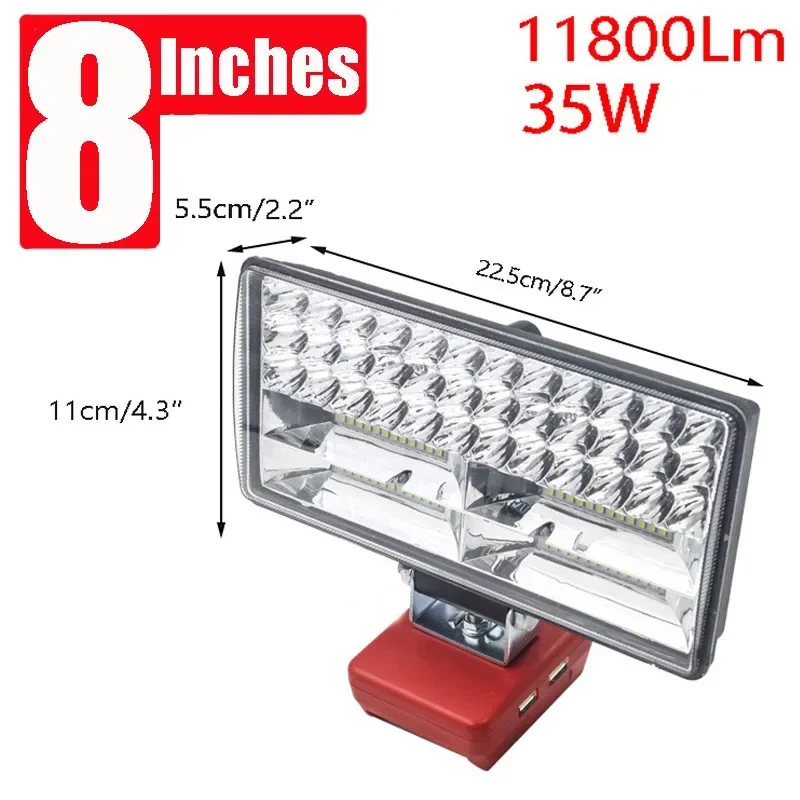 Imagem -02 - Polegada Carro Led Trabalho Luzes Tocha Lâmpada de Acampamento para Makita para Dewalt para Bosch para Milwauke Lomvum Zhipu Jingmi Li-ion Bateria 8