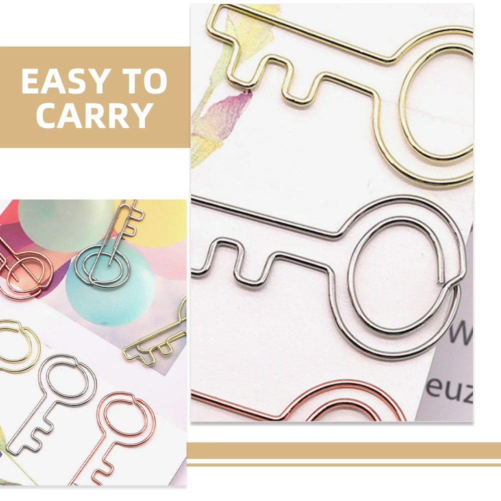 

30Pcs File Clips Key Shaped Decorative Paper Clips Practical for Office Document Fixing Desk Accessories Paper Pin Clip