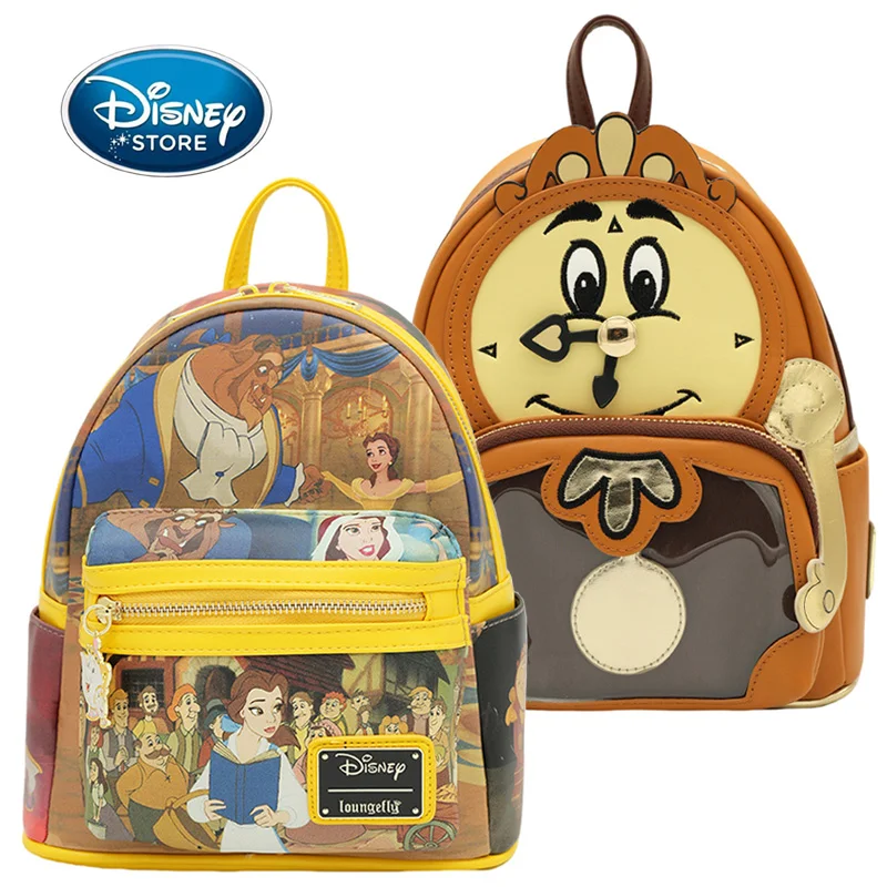 

New Disney Beauty And The Beast Backpack Cartoon Cute Embroidered Design Princess Belle Backpack Fresh Casual Crossbody Bag