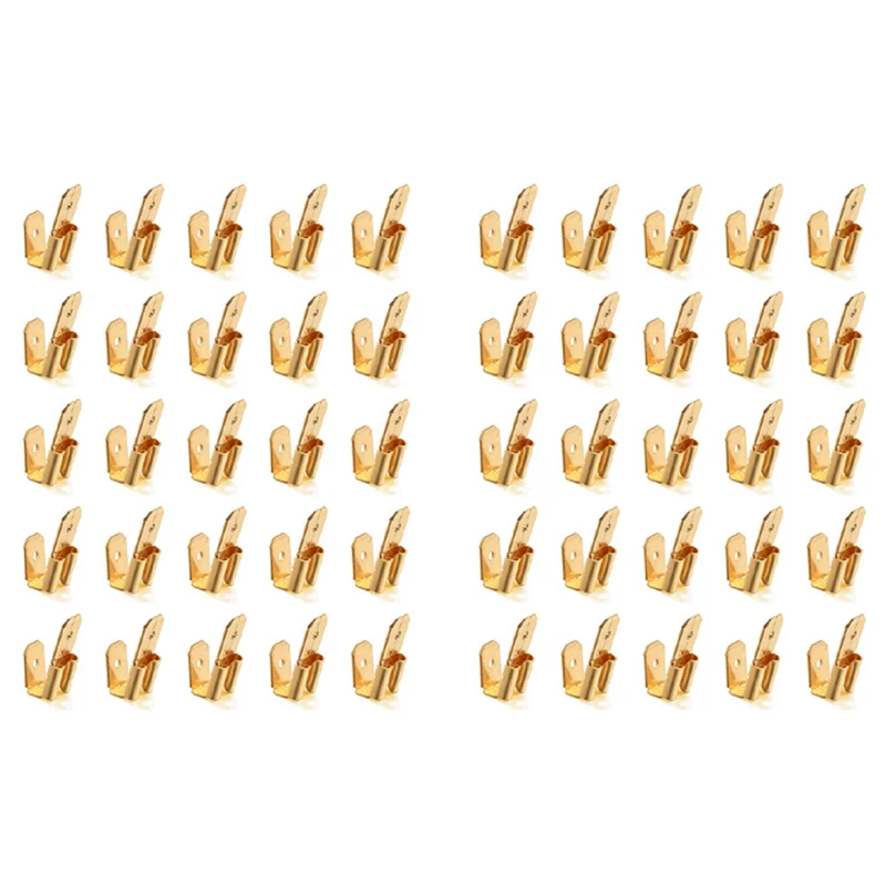 

ABXF-50 Pcs Piggyback Spade Connectors, 3 Way Adapter Dual Male To Single Female Brass Quick Disconnect Connectors