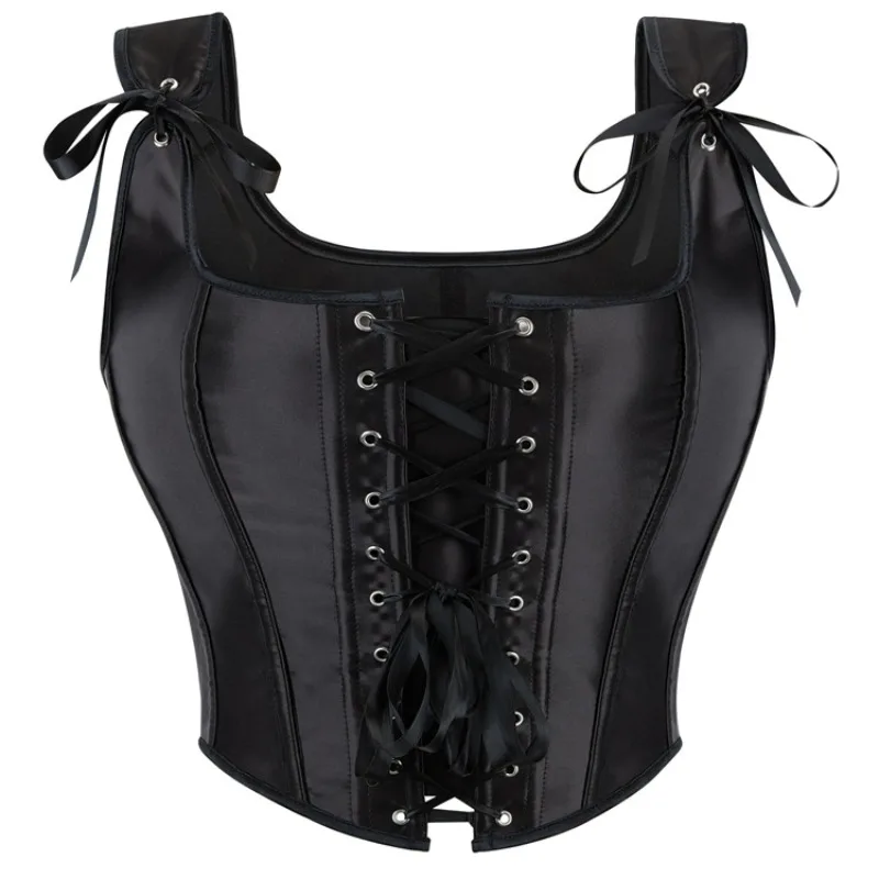 

Black Checker Corset Sexy Lace-up Bustier Shapewear Support Gather Female Waist Slimmer Gothic Corsets Crop Vest Top Adjustable