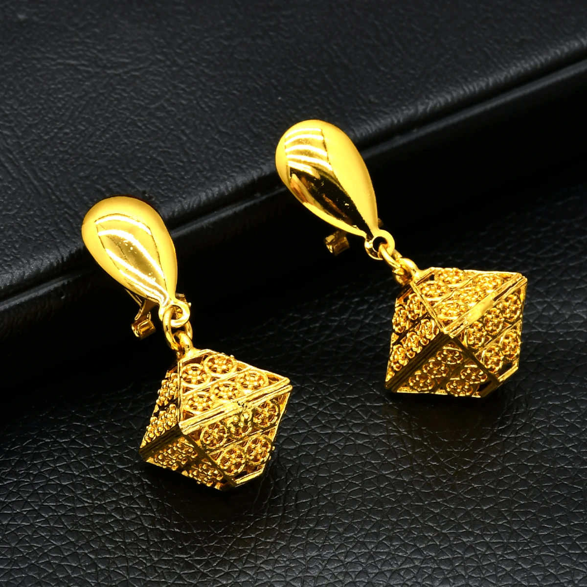 Nigerianische Perlenkette Ohrringe Schmucksets für Frauen Lange 24K Goldfarbene Hochzeitsarmbänder Indische Ringe Brautgeschenk – Detail 7