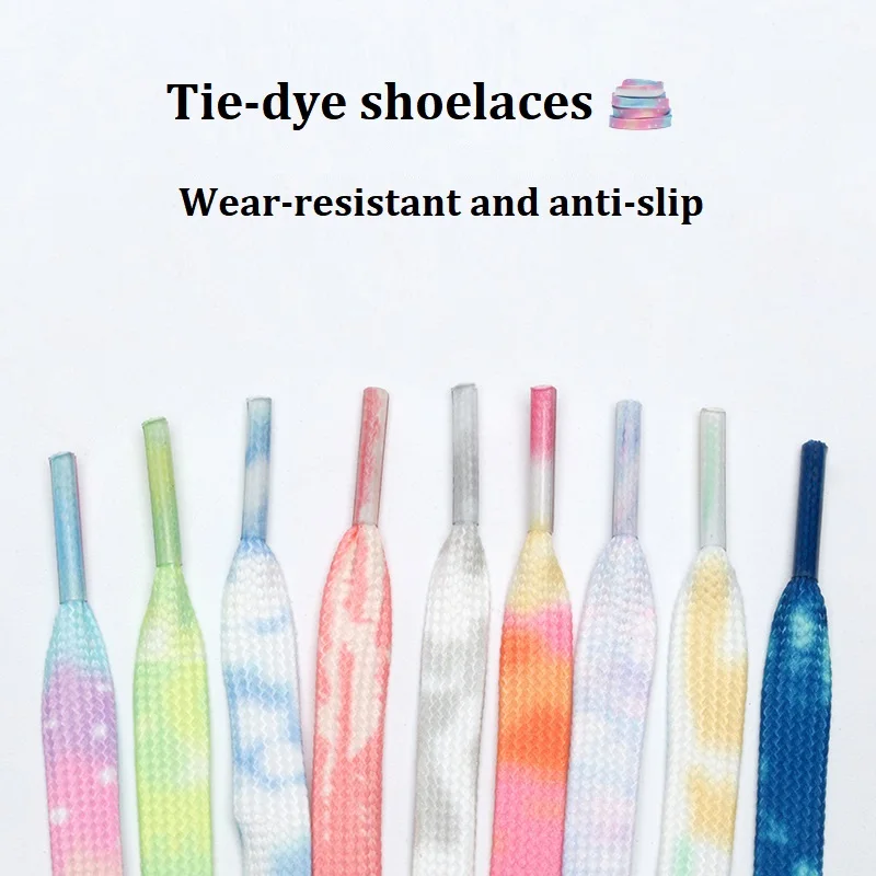 

1 пара креативных красочных плоских шнурков с принтом тай-дай для досок, парусиновые туфли, маленькие белые туфли Aj1 Air Force One, спортивные кроссовки