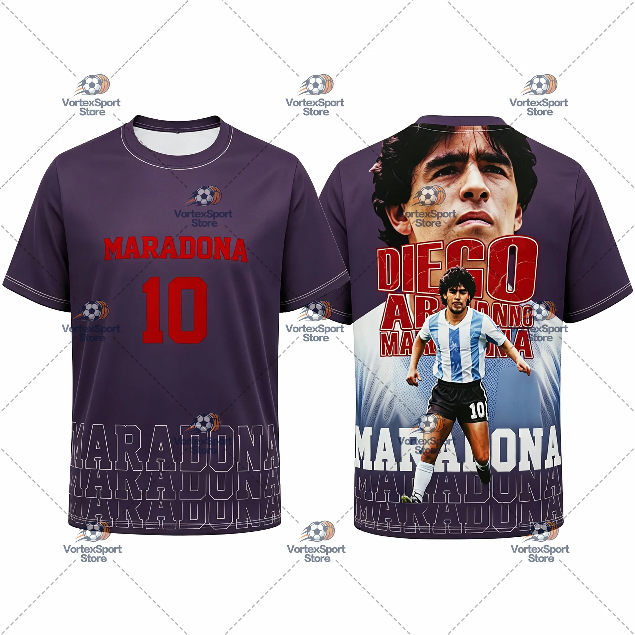 Argentinien Kinder Maradona Nr. 10 Fußball Legendärer Star Schnelltrocknendes T-Shirt Herren Kurzarm O-Ausschnitt Fußball-Trainings-Trikot – Detail 9