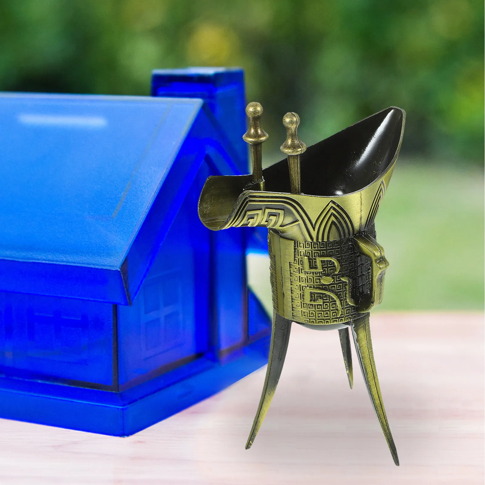 Taza de vino china de metal vintage, taza para beber, decoración para el hogar, decoración de oficina, accesorios para mesa de té, licor retro, 1 ud.