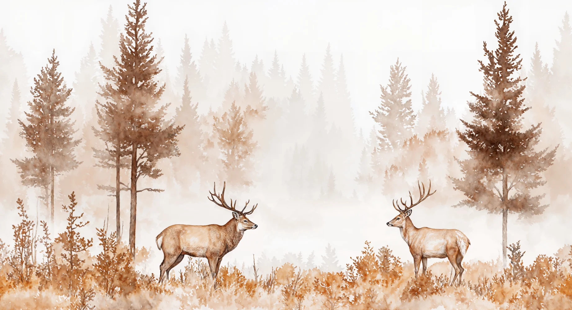 Custom size wallpaper, hand drawn animal, spotted deer mural, home decoration, cartoon forest, children's room 3d wallpaper