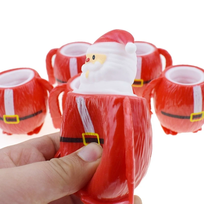 لعبة الضغط على كوب سانتا/رجل الثلج الناعمة المصنوعة من المطاط اللدن حراريًا لعبة الكبار لتخفيف الضغط لعبة حفلات الأطفال 3 قطع
