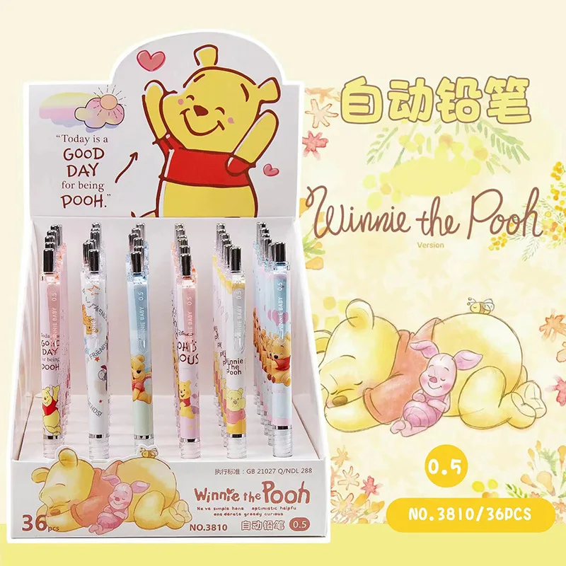 

36pcs Disney Mechanical Pencil Kawaii Pooh Bear Automatic Pencils Kids Student Stationery Office School Supplies Wholesale