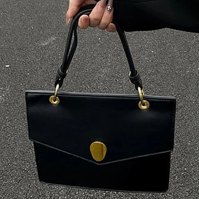 Bolso de hombro con hebilla de Metal para mujer, maletín Vintage, minimalista, a la moda