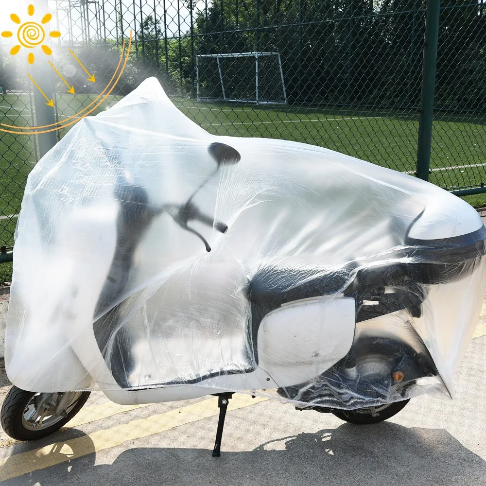 Disposable Motorcycle Cover 220*300cm Thickened PE Film Portable Transparent Electric Scooter Rainproof Dust Prevention Cover