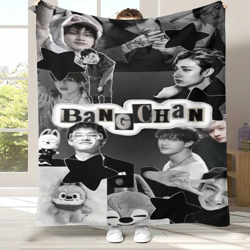 

Bang Chan Kpop Stray Kids Flannel Blanket,Ultra Soft Warm Plush Throw for Home Bedroom Bed Sofa Cover Camping Picnic gift
