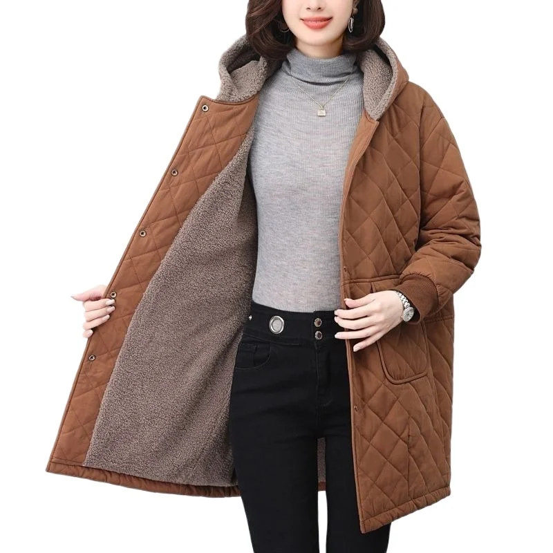 

Повседневная бархатная хлопковая одежда среднего и длинного цвета, зимняя свободная куртка большого размера для среднего и пожилого возраста, теплая куртка на хлопковой подкладке